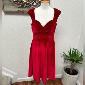 Bettie Page red velvet pinup retro vintage‎ style dress ladies M